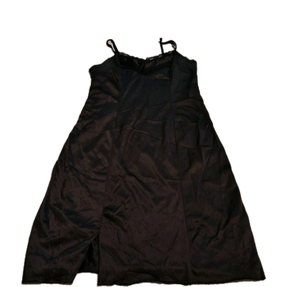 Vtg Formfit Rogers Black Nightgown Lace Lingerie Slip Dress Sz 32 60s Side Split